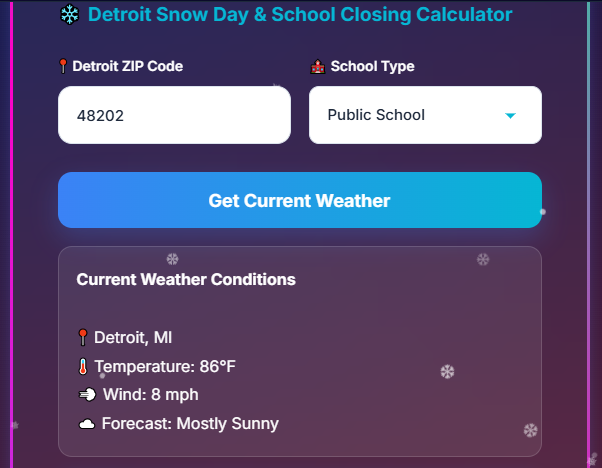 Detroit weather results