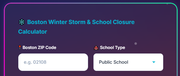 Enter Boston ZIP code and school type