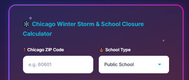 Enter Chicago ZIP code and school type