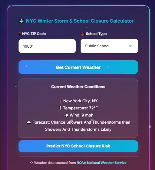 Get Current Weather button and weather results